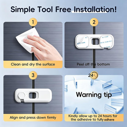 Fridge Locks, Child Proof Refrigerator/Freezer Door Lock, Child Safety Cabinet Lock with Adhesive Pads -Freezer Latch to Keep Door Closed for Latches,Drawer,Closets,Oven (Clear-Blue)