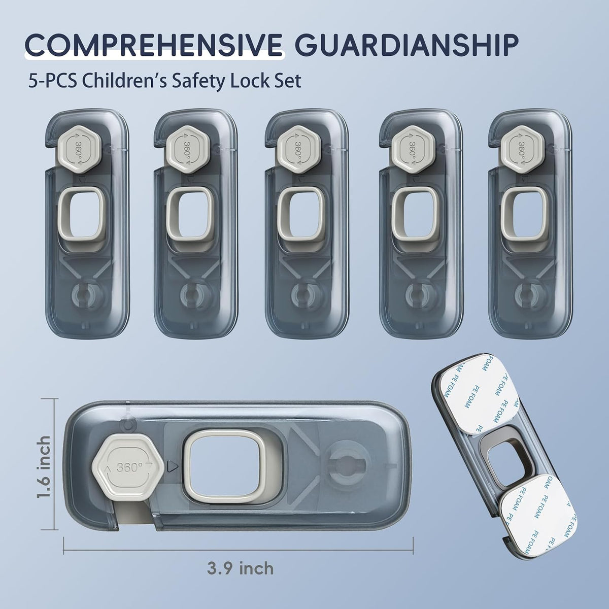 Fridge Locks, Child Proof Refrigerator/Freezer Door Lock, Child Safety Cabinet Lock with Adhesive Pads -Freezer Latch to Keep Door Closed for Latches,Drawer,Closets,Oven (Clear-Blue)