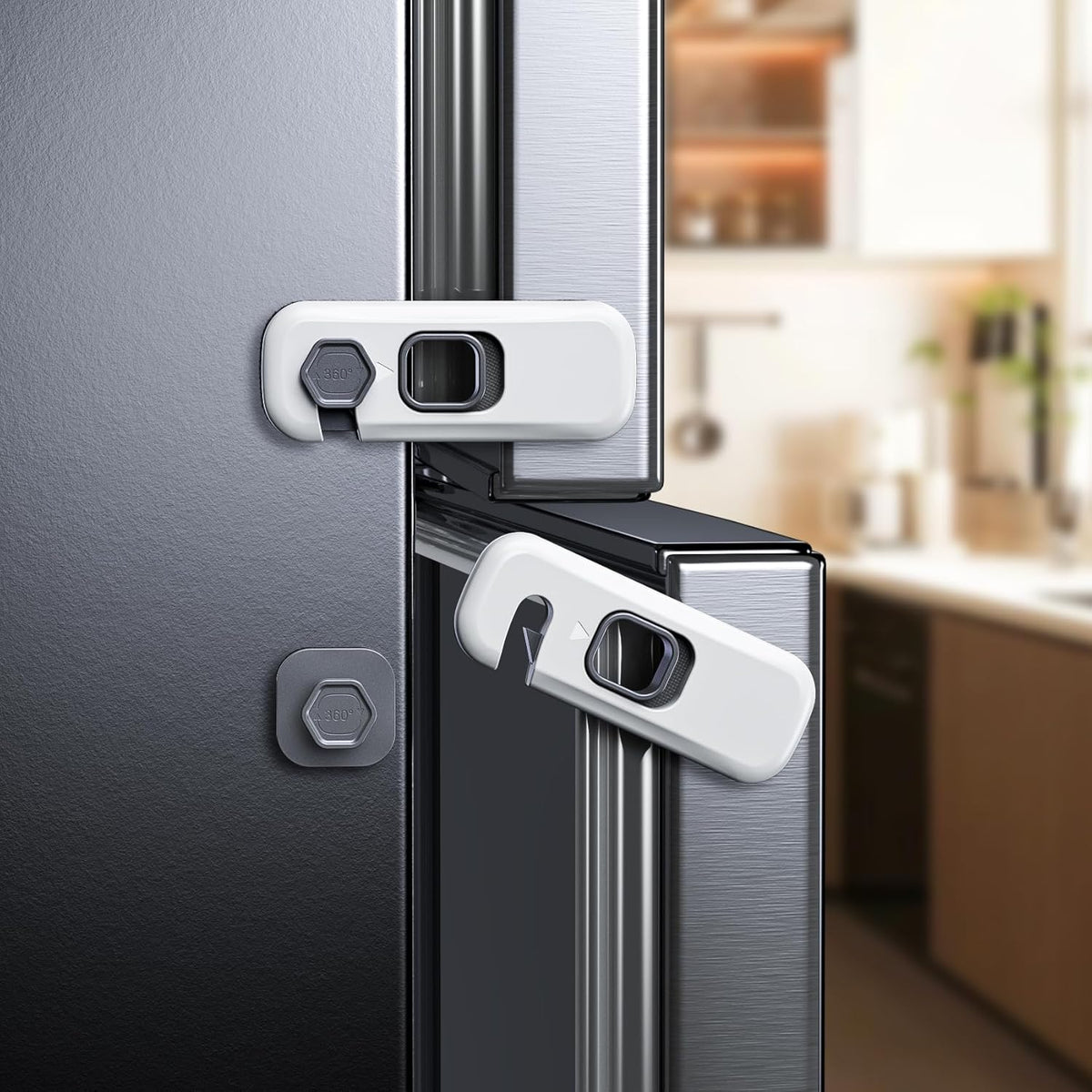 Fridge Locks, Child Proof Refrigerator/Freezer Door Lock, Child Safety Cabinet Lock with Adhesive Pads -Freezer Latch to Keep Door Closed for Latches,Drawer,Closets,Oven (Clear-Blue)