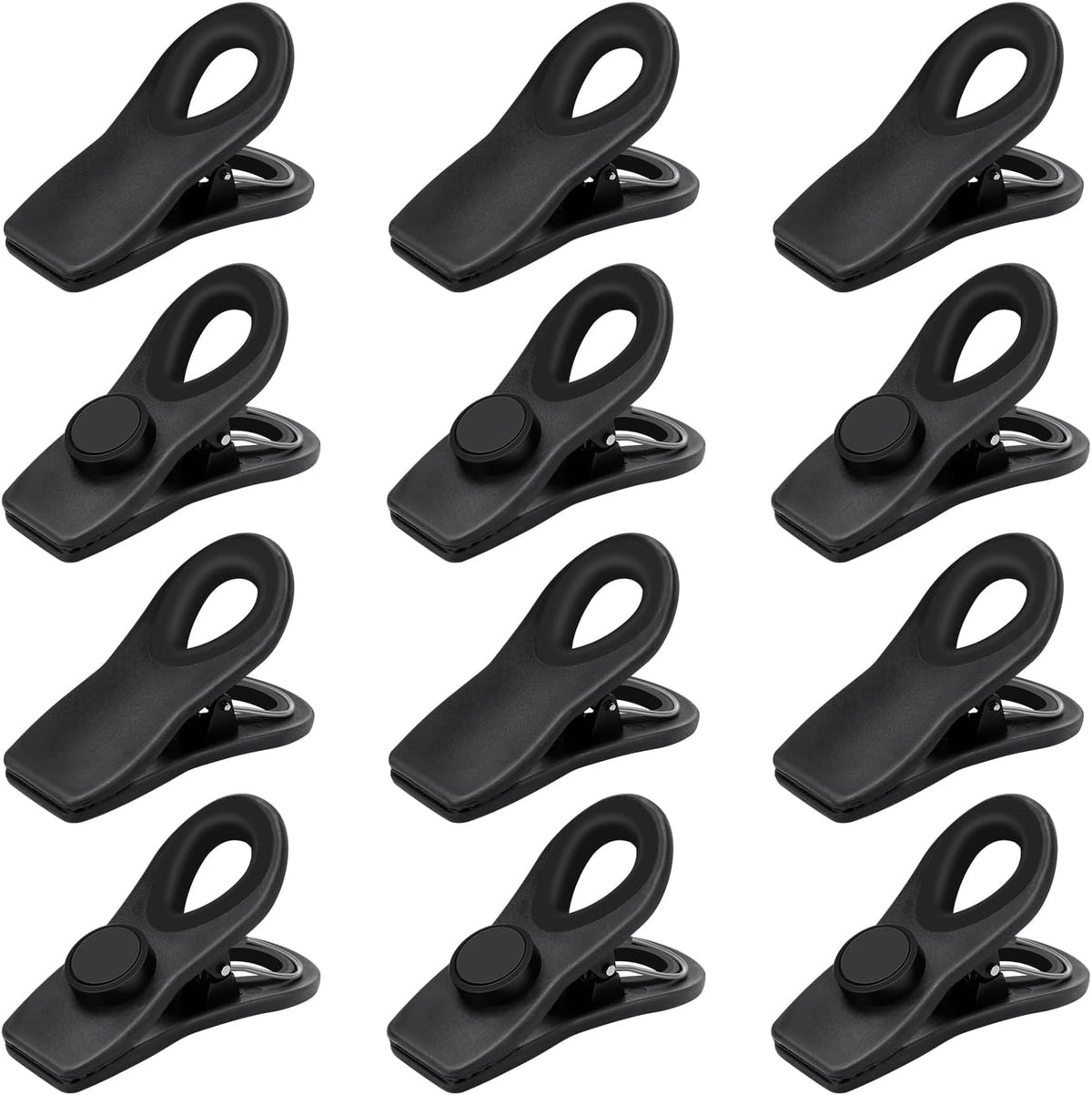 Chip Clips, Magnetic Bag Clips for Food Storage, 12 Pack, Neutral