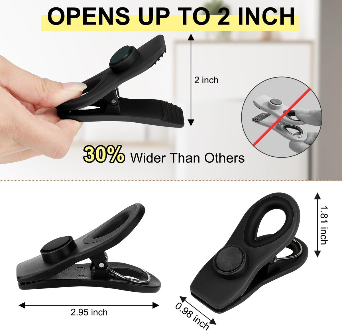 Chip Clips, Magnetic Bag Clips for Food Storage, 12 Pack, Neutral