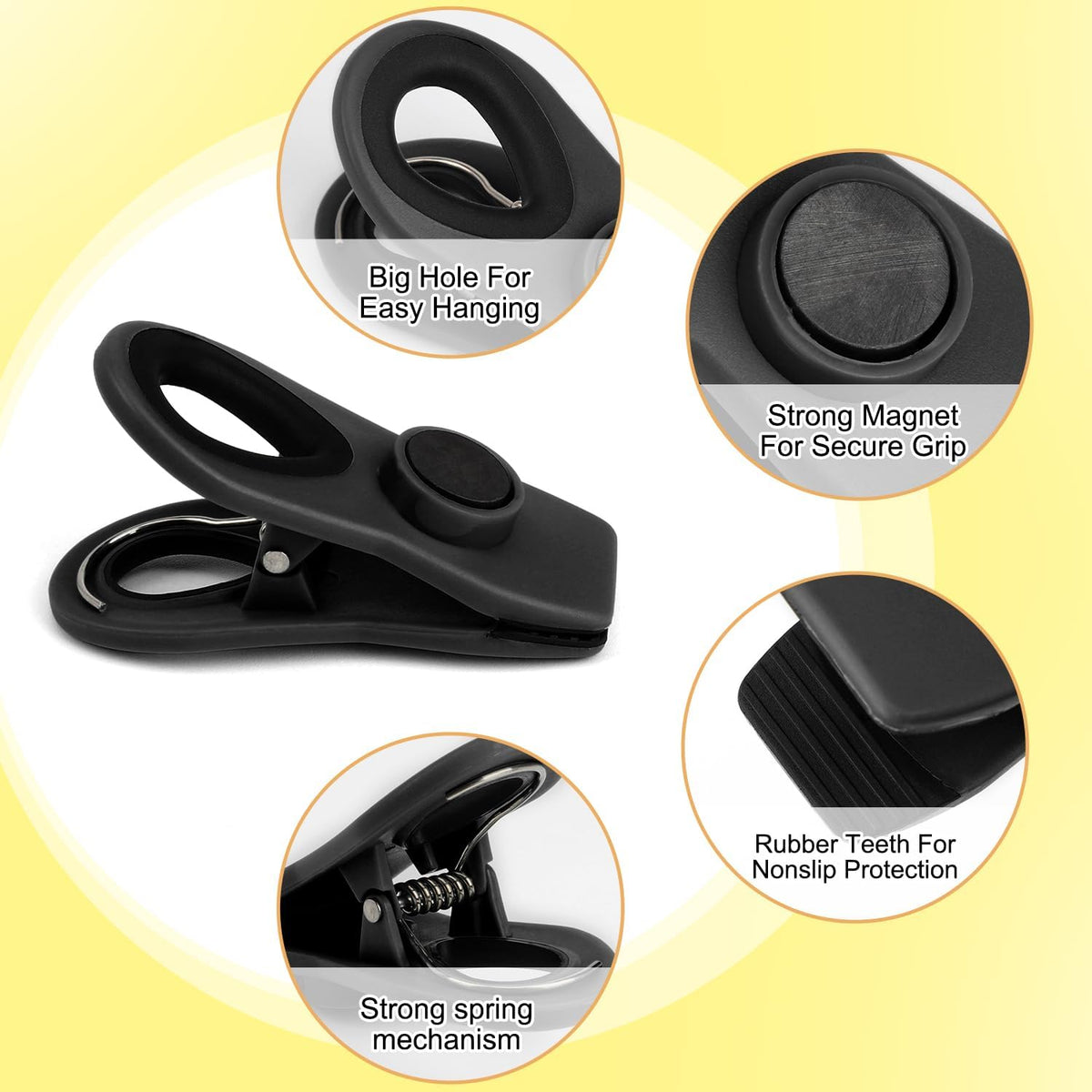 Chip Clips, Magnetic Bag Clips for Food Storage, 12 Pack, Neutral