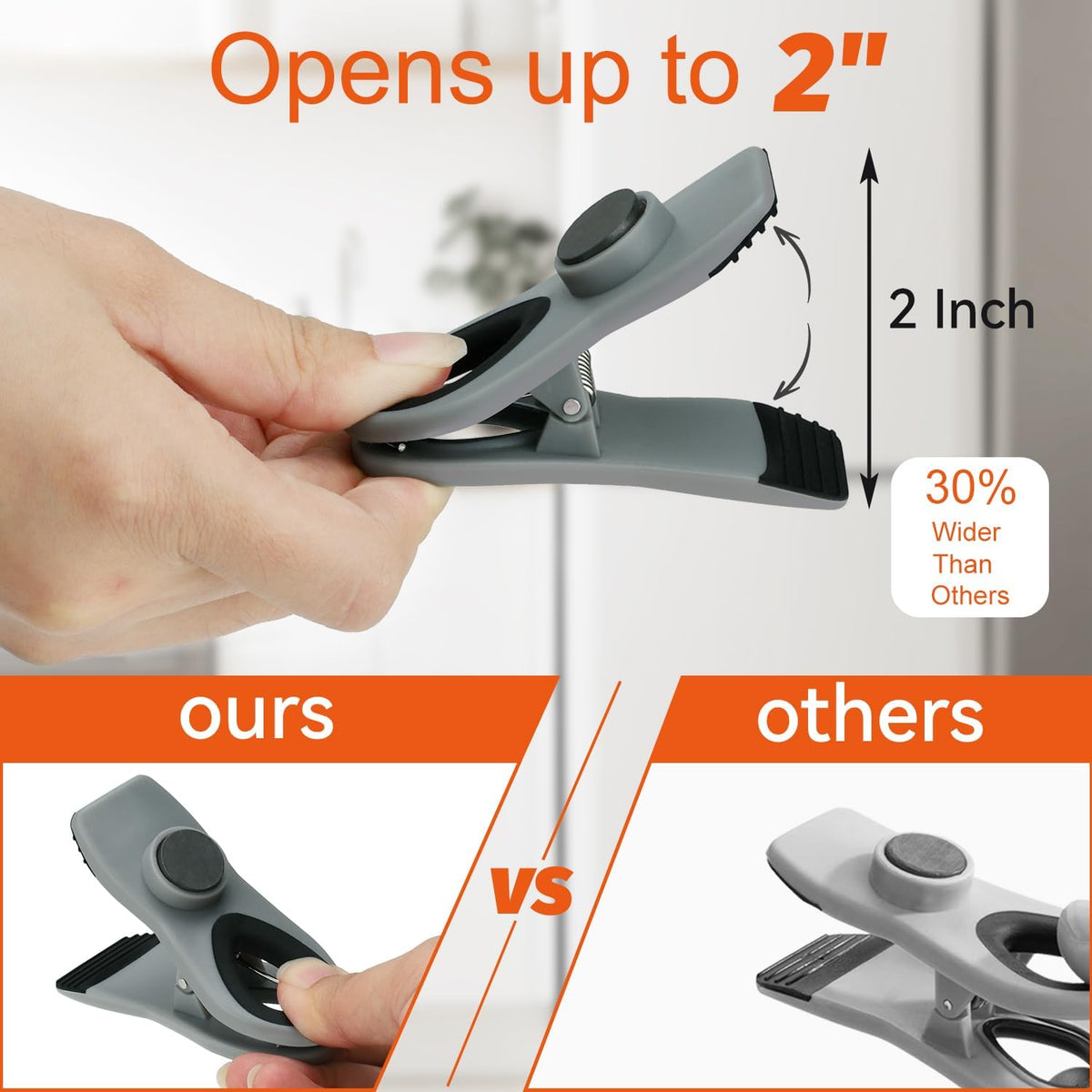 Chip Clips, Magnetic Bag Clips for Food Storage, 12 Pack, Neutral