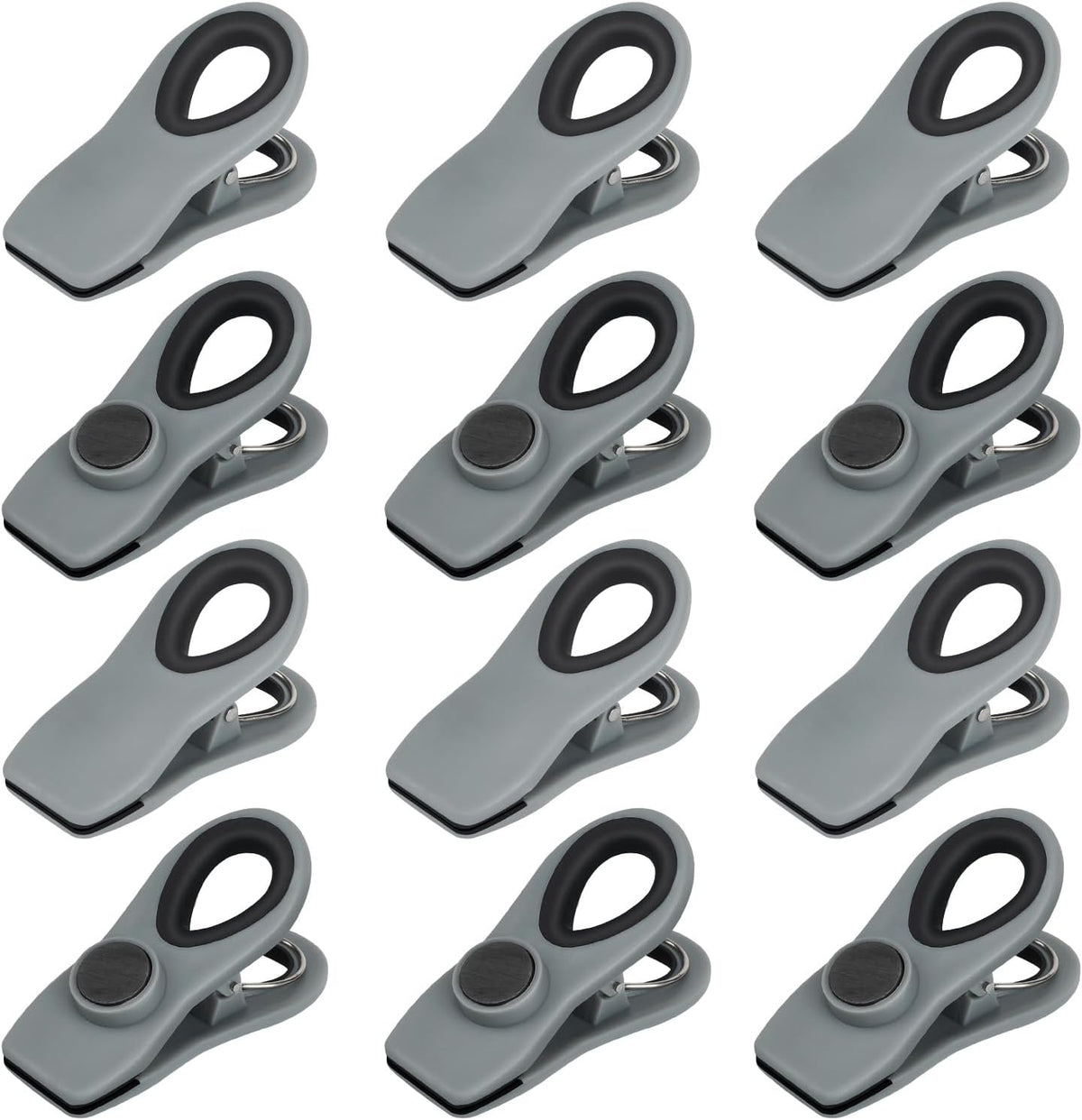 Chip Clips, Magnetic Bag Clips for Food Storage, 12 Pack, Neutral