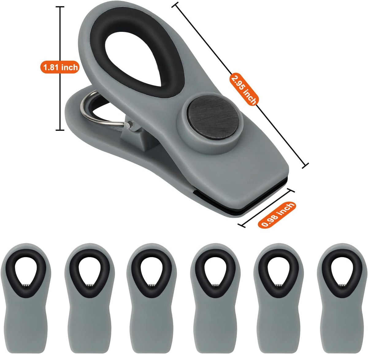 Chip Clips, Magnetic Bag Clips for Food Storage, 12 Pack, Neutral