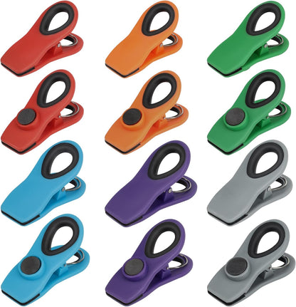 Chip Clips, Magnetic Bag Clips for Food Storage, 12 Pack, Neutral