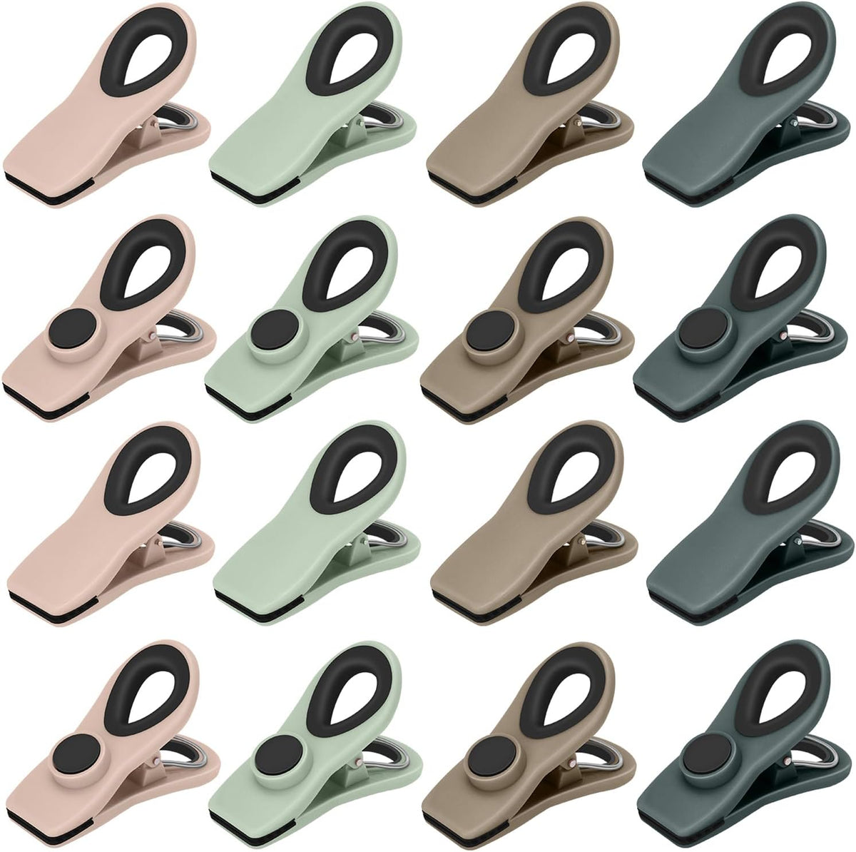 Chip Clips, Magnetic Bag Clips for Food Storage, 12 Pack, Neutral