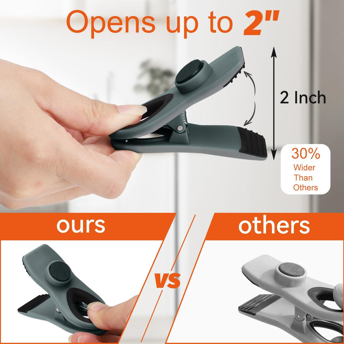 Chip Clips, Magnetic Bag Clips for Food Storage, 12 Pack, Neutral
