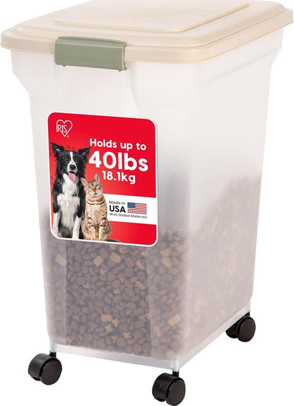 Dog Food Storage Container, Up to 58 lbs, Smoke Black, Made in USA | Wheels for Mobility, Airtight Seal, BPA-Free, Best for Bird Seed, Cat food, Cat Litter, Chicken Feed, Pellets