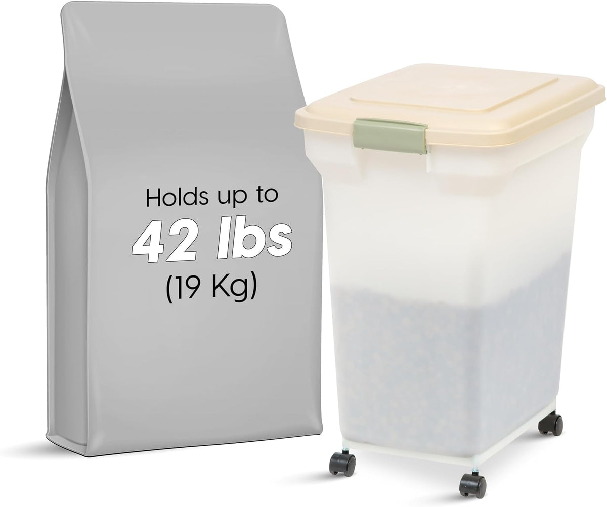 Dog Food Storage Container, Up to 58 lbs, Smoke Black, Made in USA | Wheels for Mobility, Airtight Seal, BPA-Free, Best for Bird Seed, Cat food, Cat Litter, Chicken Feed, Pellets