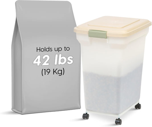 Dog Food Storage Container, Up to 58 lbs, Smoke Black, Made in USA | Wheels for Mobility, Airtight Seal, BPA-Free, Best for Bird Seed, Cat food, Cat Litter, Chicken Feed, Pellets