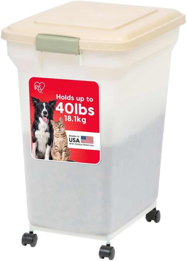 Dog Food Storage Container, Up to 58 lbs, Smoke Black, Made in USA | Wheels for Mobility, Airtight Seal, BPA-Free, Best for Bird Seed, Cat food, Cat Litter, Chicken Feed, Pellets