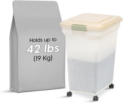 Dog Food Storage Container, Up to 58 lbs, Smoke Black, Made in USA | Wheels for Mobility, Airtight Seal, BPA-Free, Best for Bird Seed, Cat food, Cat Litter, Chicken Feed, Pellets