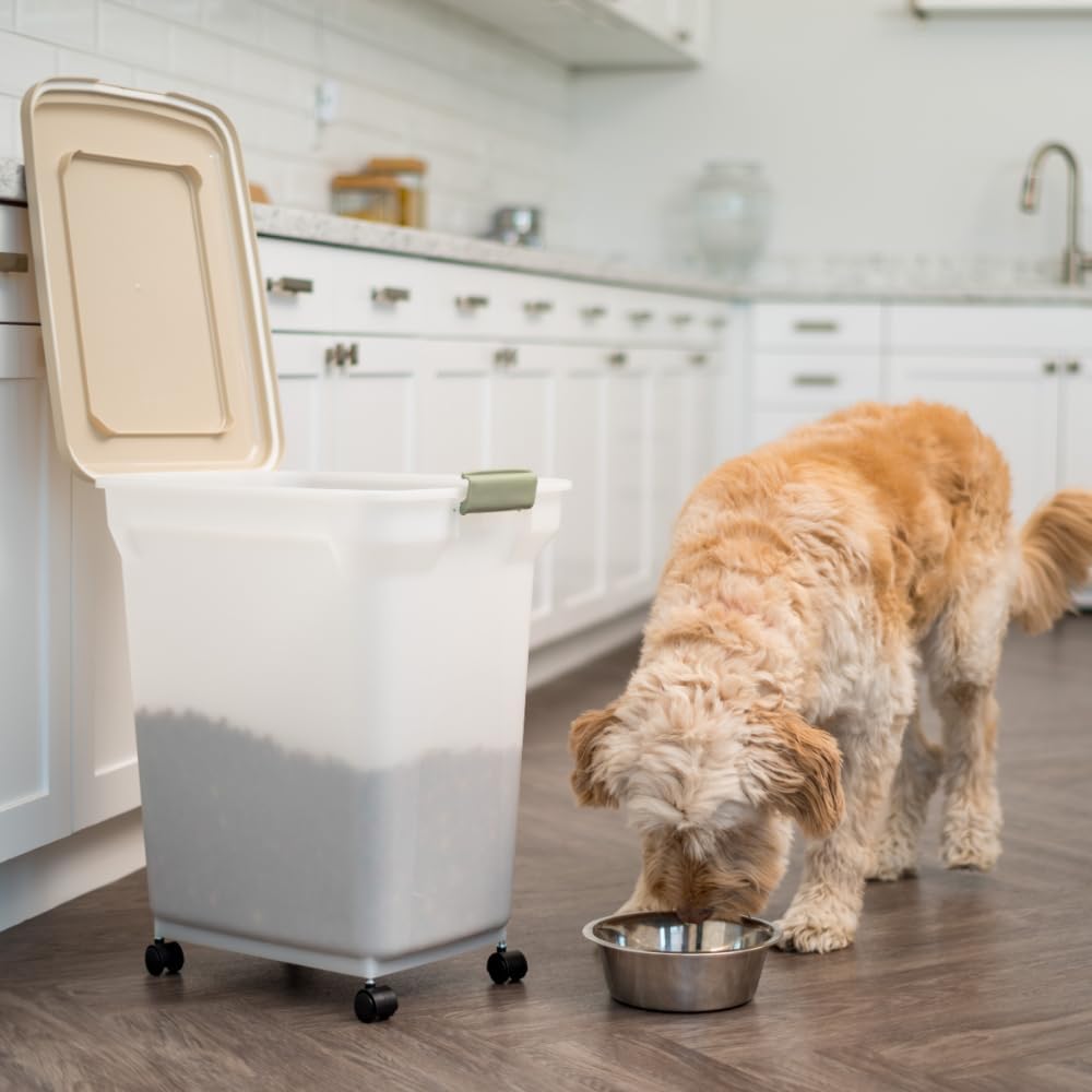 Dog Food Storage Container, Up to 58 lbs, Smoke Black, Made in USA | Wheels for Mobility, Airtight Seal, BPA-Free, Best for Bird Seed, Cat food, Cat Litter, Chicken Feed, Pellets