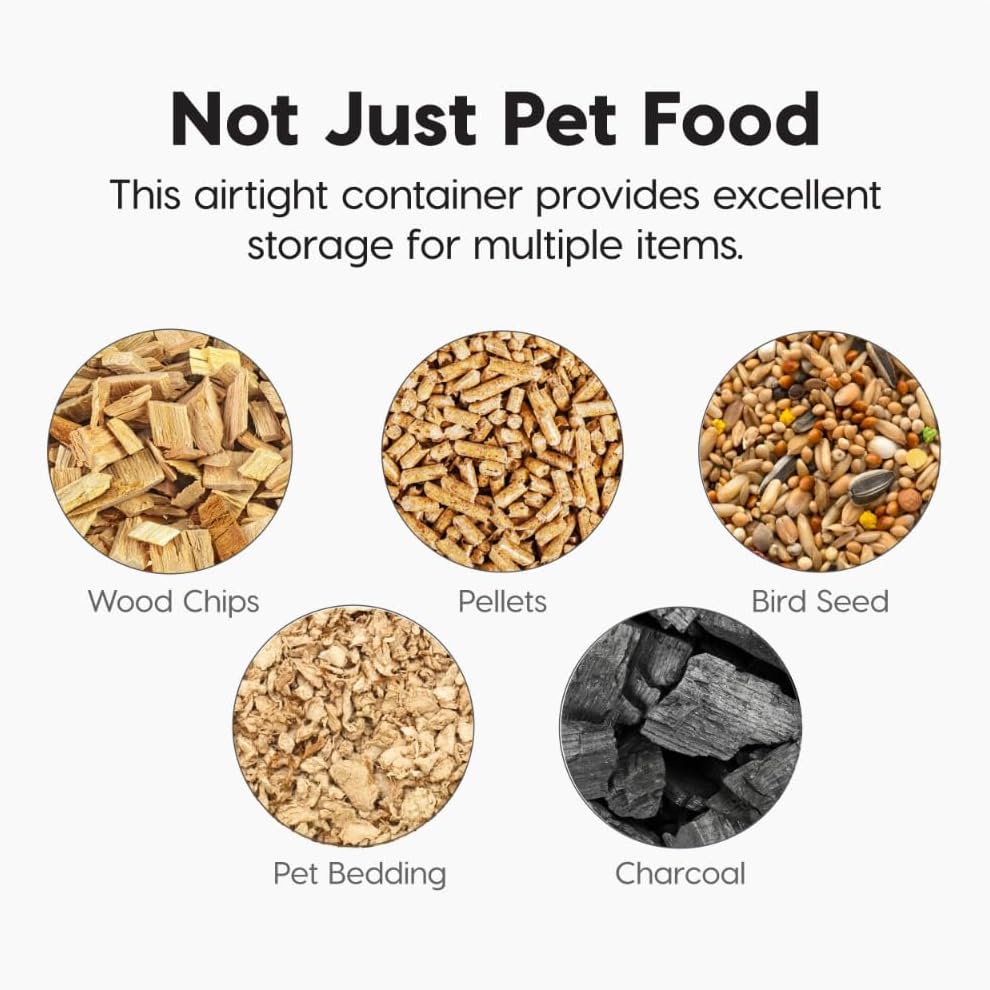 Dog Food Storage Container, Up to 58 lbs, Smoke Black, Made in USA | Wheels for Mobility, Airtight Seal, BPA-Free, Best for Bird Seed, Cat food, Cat Litter, Chicken Feed, Pellets