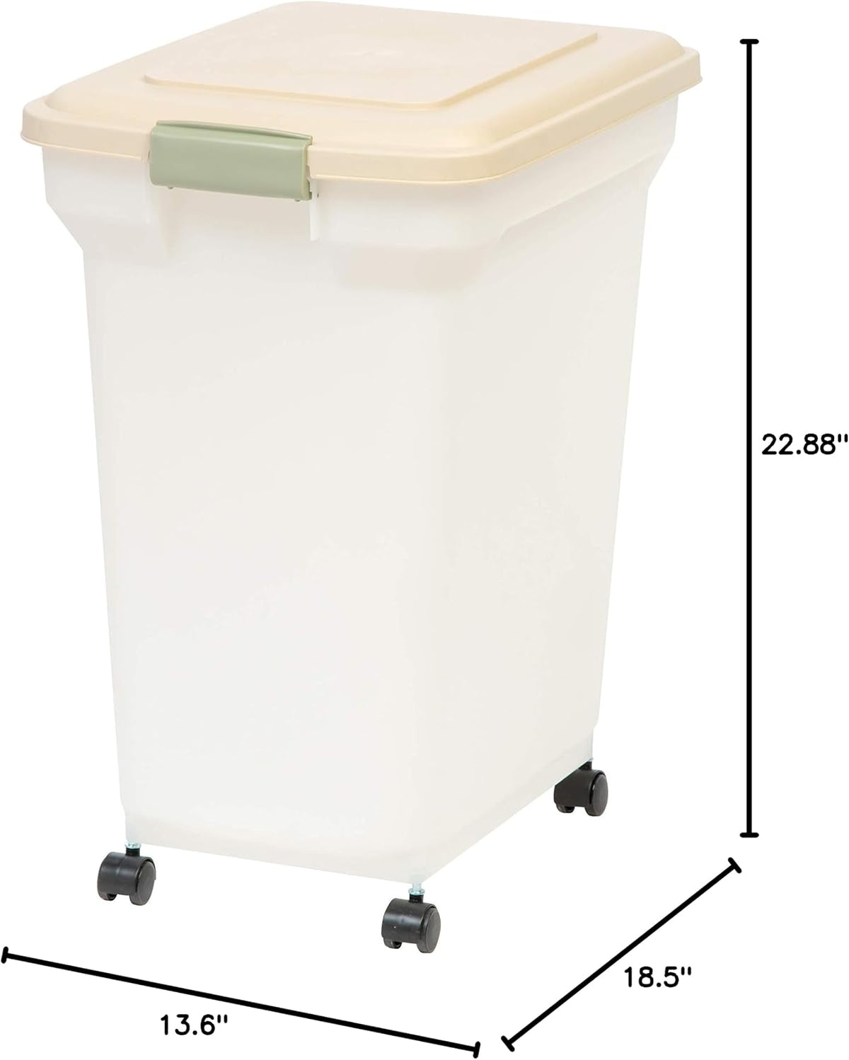 Dog Food Storage Container, Up to 58 lbs, Smoke Black, Made in USA | Wheels for Mobility, Airtight Seal, BPA-Free, Best for Bird Seed, Cat food, Cat Litter, Chicken Feed, Pellets