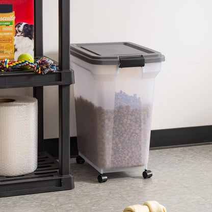 Dog Food Storage Container, Up to 58 lbs, Smoke Black, Made in USA | Wheels for Mobility, Airtight Seal, BPA-Free, Best for Bird Seed, Cat food, Cat Litter, Chicken Feed, Pellets