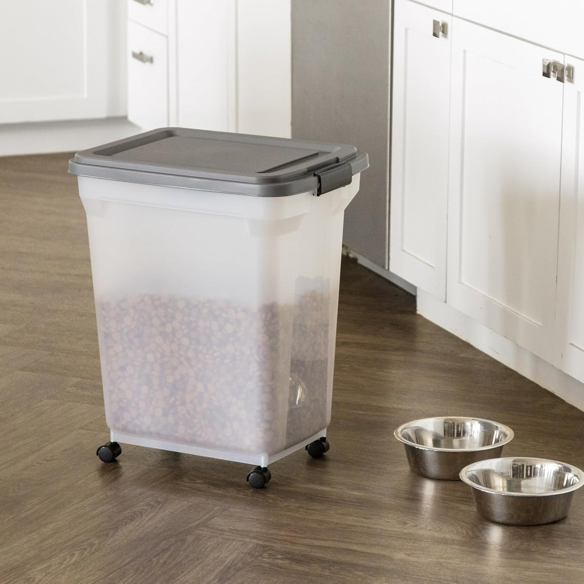 Dog Food Storage Container, Up to 58 lbs, Smoke Black, Made in USA | Wheels for Mobility, Airtight Seal, BPA-Free, Best for Bird Seed, Cat food, Cat Litter, Chicken Feed, Pellets
