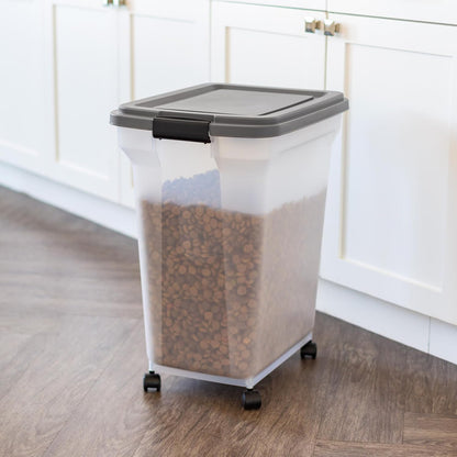 Dog Food Storage Container, Up to 58 lbs, Smoke Black, Made in USA | Wheels for Mobility, Airtight Seal, BPA-Free, Best for Bird Seed, Cat food, Cat Litter, Chicken Feed, Pellets
