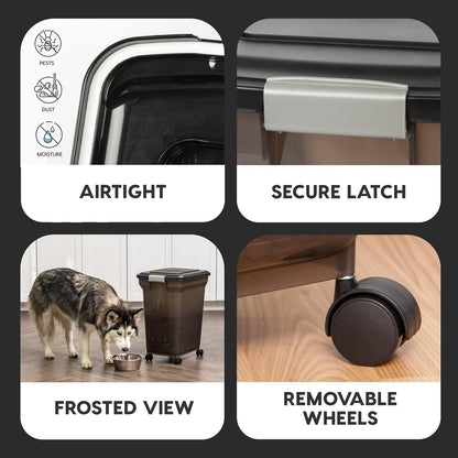 Dog Food Storage Container, Up to 58 lbs, Smoke Black, Made in USA | Wheels for Mobility, Airtight Seal, BPA-Free, Best for Bird Seed, Cat food, Cat Litter, Chicken Feed, Pellets