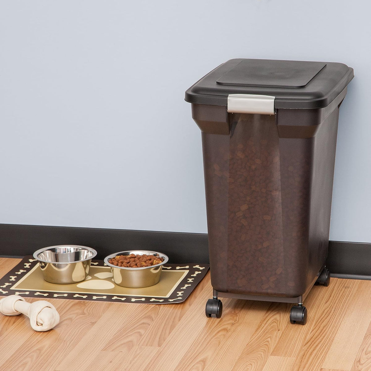 Dog Food Storage Container, Up to 58 lbs, Smoke Black, Made in USA | Wheels for Mobility, Airtight Seal, BPA-Free, Best for Bird Seed, Cat food, Cat Litter, Chicken Feed, Pellets