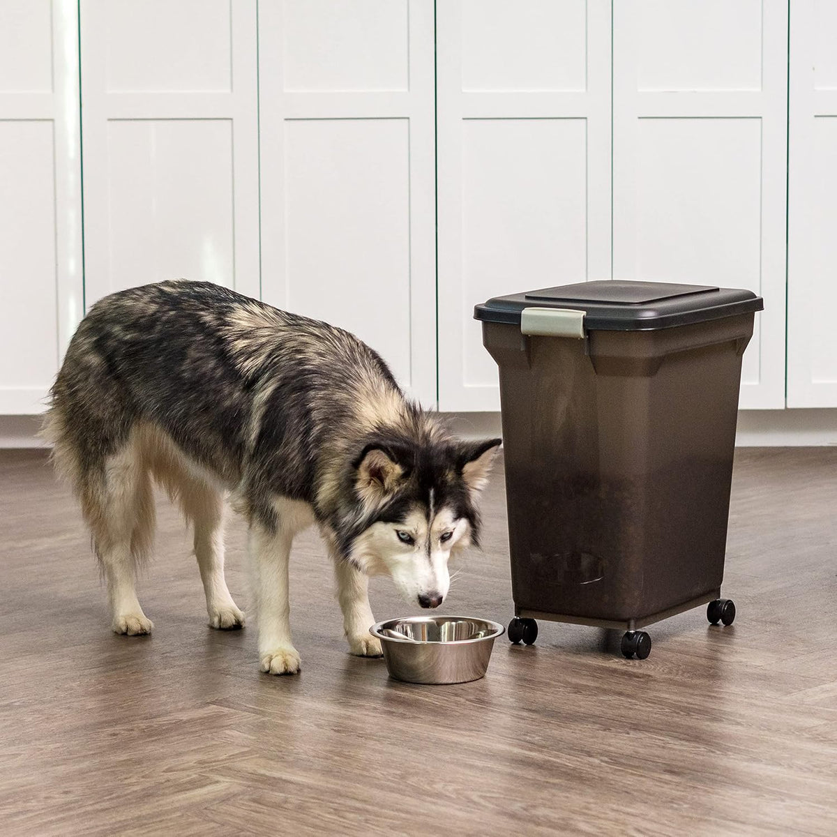 Dog Food Storage Container, Up to 58 lbs, Smoke Black, Made in USA | Wheels for Mobility, Airtight Seal, BPA-Free, Best for Bird Seed, Cat food, Cat Litter, Chicken Feed, Pellets