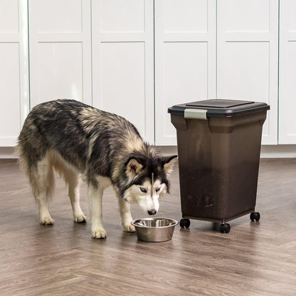 Dog Food Storage Container, Up to 58 lbs, Smoke Black, Made in USA | Wheels for Mobility, Airtight Seal, BPA-Free, Best for Bird Seed, Cat food, Cat Litter, Chicken Feed, Pellets