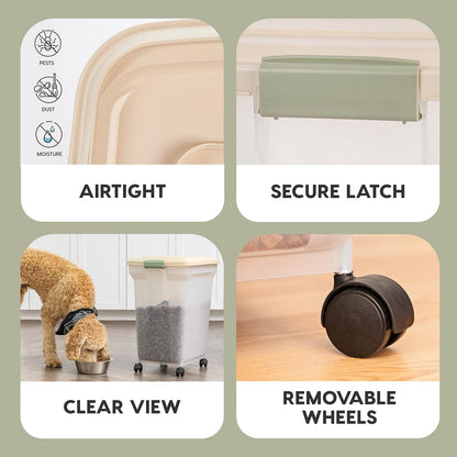 Dog Food Storage Container, Up to 58 lbs, Smoke Black, Made in USA | Wheels for Mobility, Airtight Seal, BPA-Free, Best for Bird Seed, Cat food, Cat Litter, Chicken Feed, Pellets