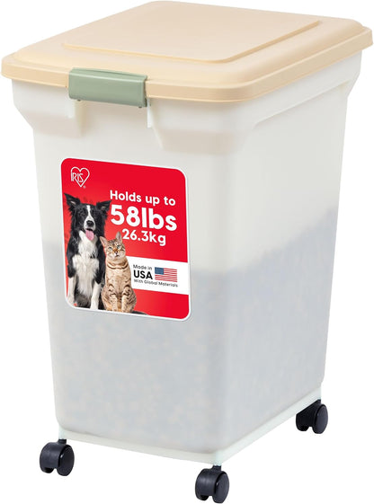 Dog Food Storage Container, Up to 58 lbs, Smoke Black, Made in USA | Wheels for Mobility, Airtight Seal, BPA-Free, Best for Bird Seed, Cat food, Cat Litter, Chicken Feed, Pellets