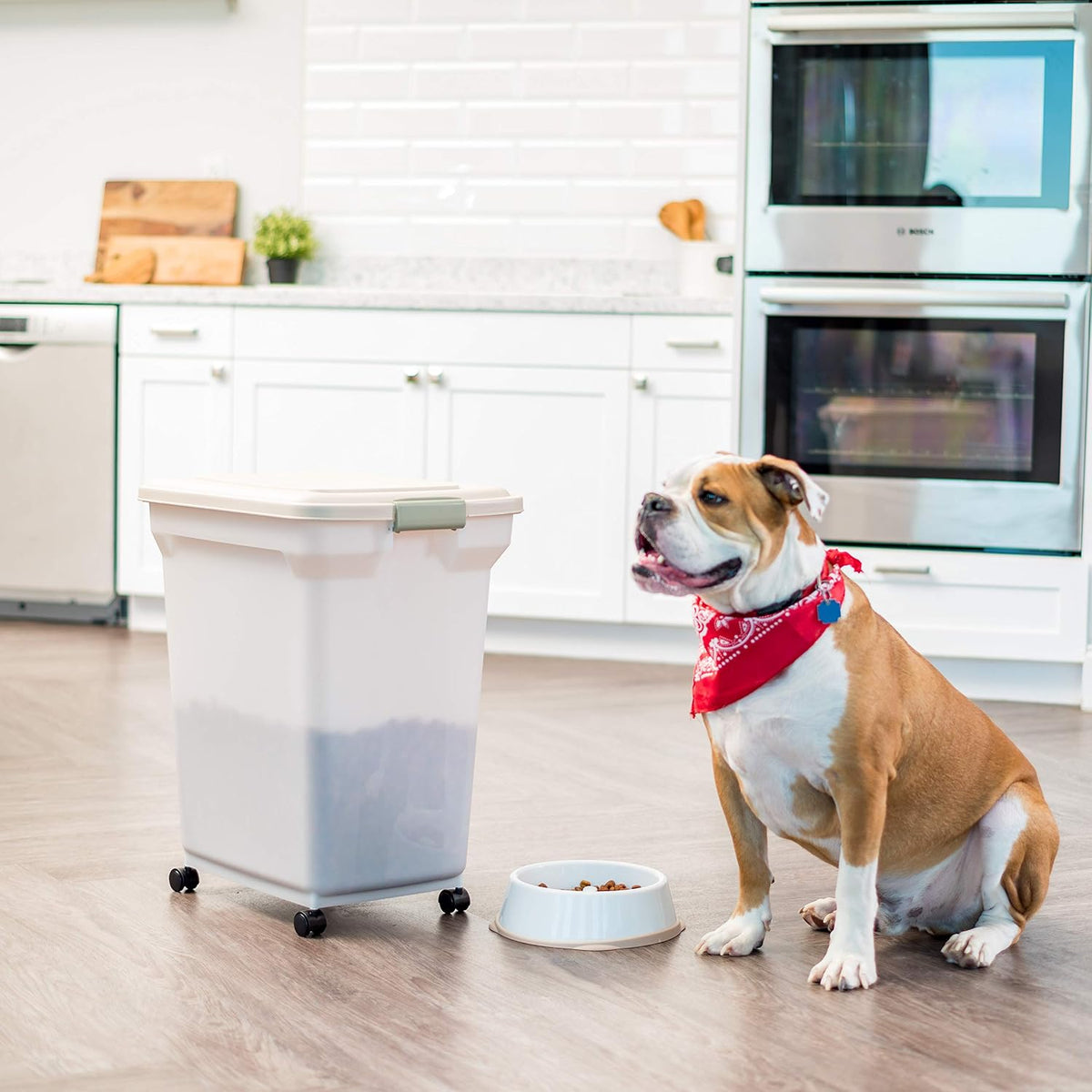 Dog Food Storage Container, Up to 58 lbs, Smoke Black, Made in USA | Wheels for Mobility, Airtight Seal, BPA-Free, Best for Bird Seed, Cat food, Cat Litter, Chicken Feed, Pellets