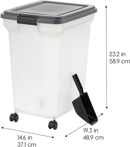 Dog Food Storage Container, Up to 58 lbs, Smoke Black, Made in USA | Wheels for Mobility, Airtight Seal, BPA-Free, Best for Bird Seed, Cat food, Cat Litter, Chicken Feed, Pellets