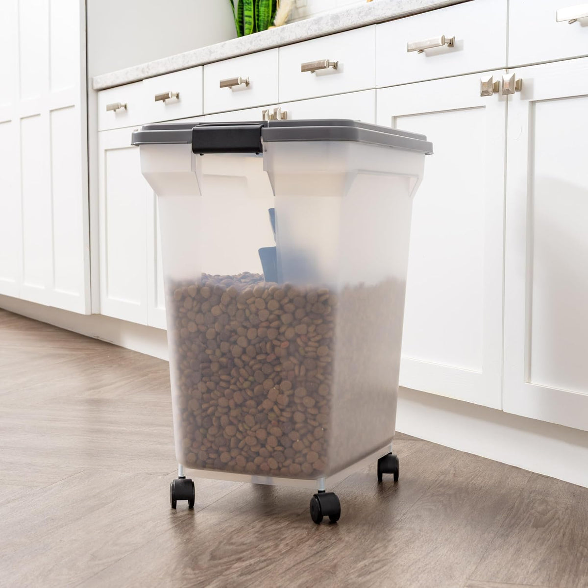 Dog Food Storage Container, Up to 58 lbs, Smoke Black, Made in USA | Wheels for Mobility, Airtight Seal, BPA-Free, Best for Bird Seed, Cat food, Cat Litter, Chicken Feed, Pellets