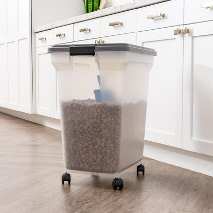 Dog Food Storage Container, Up to 58 lbs, Smoke Black, Made in USA | Wheels for Mobility, Airtight Seal, BPA-Free, Best for Bird Seed, Cat food, Cat Litter, Chicken Feed, Pellets