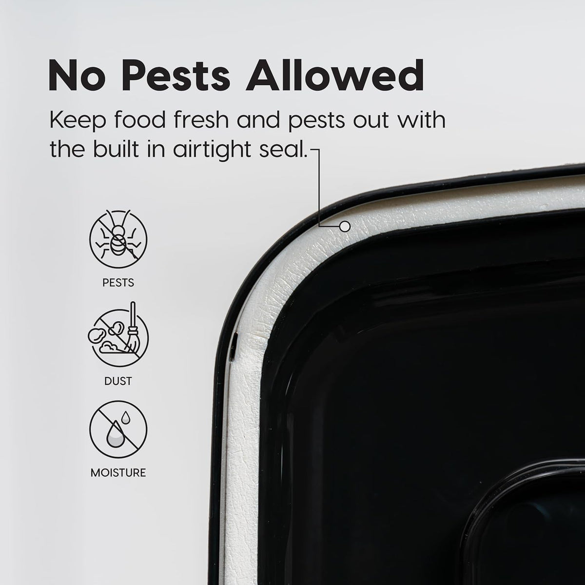 Dog Food Storage Container, Up to 58 lbs, Smoke Black, Made in USA | Wheels for Mobility, Airtight Seal, BPA-Free, Best for Bird Seed, Cat food, Cat Litter, Chicken Feed, Pellets