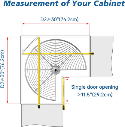 28" Kidney Lazy Susan for Cabinet,270° Height Adjustable Replacement Shelves for Kitchen Corner Cabinet, Metal, Dark Gray (Cannot Be Door-Mounted)