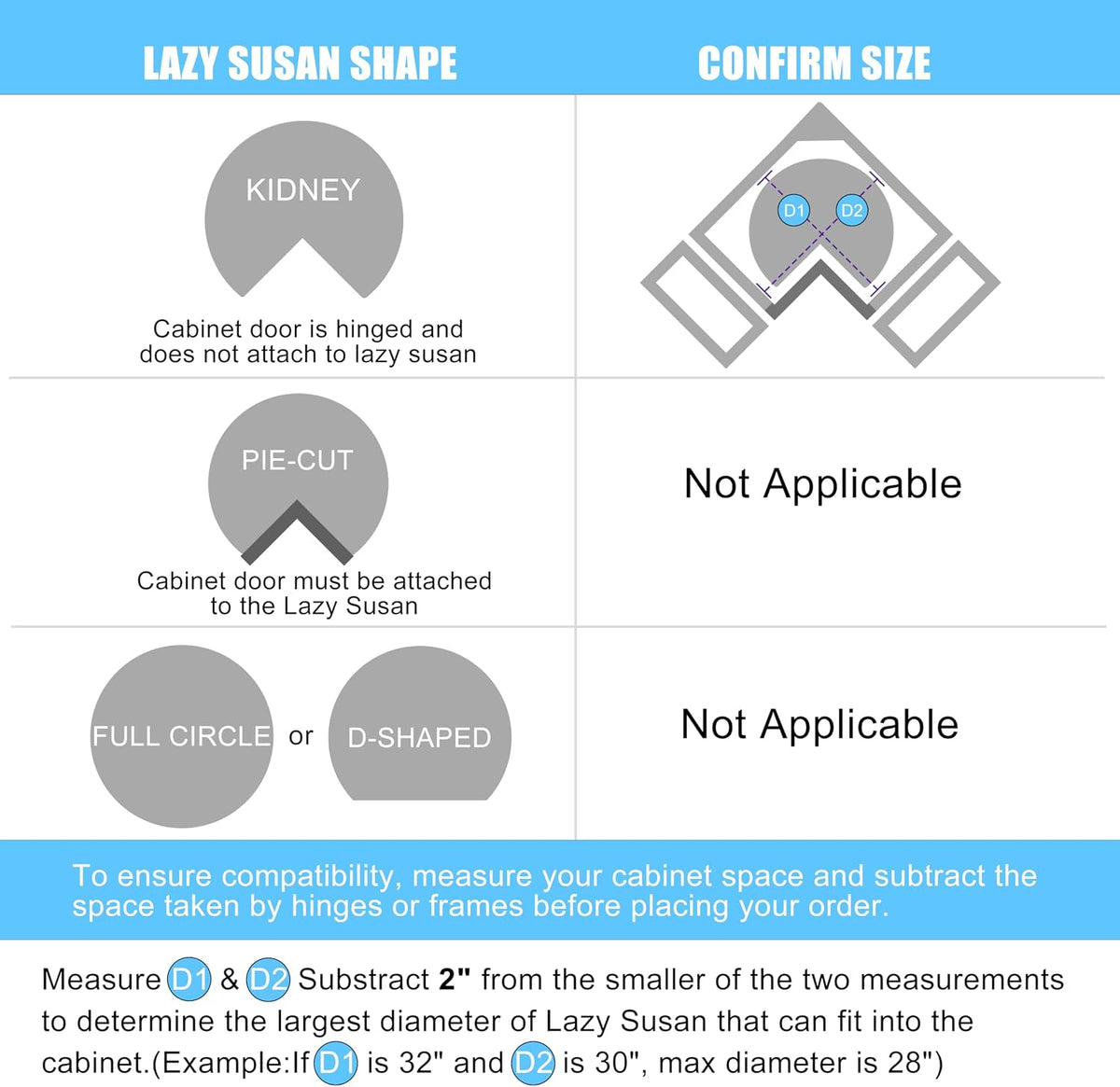 28" Kidney Lazy Susan for Cabinet,270° Height Adjustable Replacement Shelves for Kitchen Corner Cabinet, Metal, Dark Gray (Cannot Be Door-Mounted)