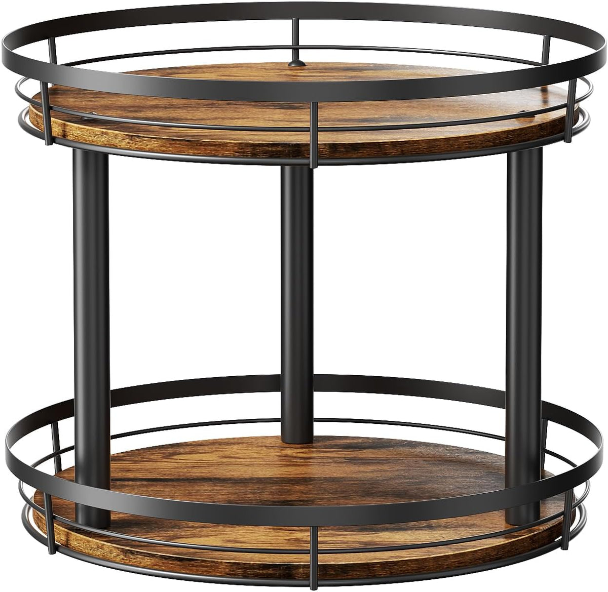 LAMU 10'' Wood Lazy Susan Spice Rack Organizer, 2 Tier Spice Organization for Cabinet, Countertop, Kitchen, Table Top, Pantry, Condiment and Seasoning Rack Organizer