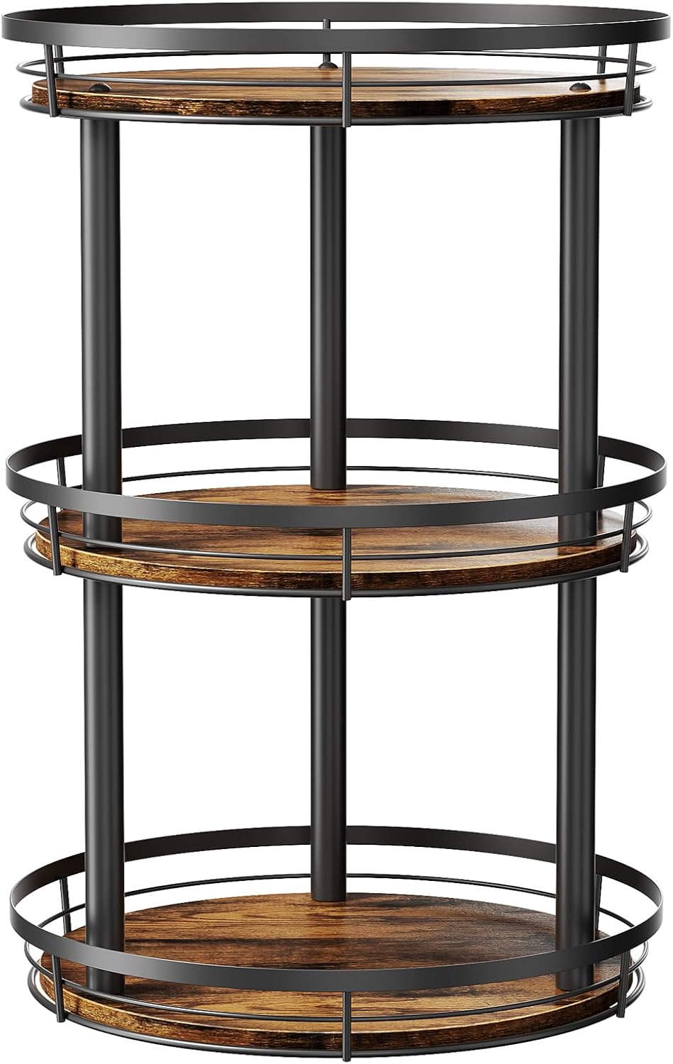 LAMU 10'' Wood Lazy Susan Spice Rack Organizer, 2 Tier Spice Organization for Cabinet, Countertop, Kitchen, Table Top, Pantry, Condiment and Seasoning Rack Organizer