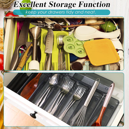 12 Pcs Plastic Drawer Organizers, Silverware Tray, 9 x 3 x 2, Clear