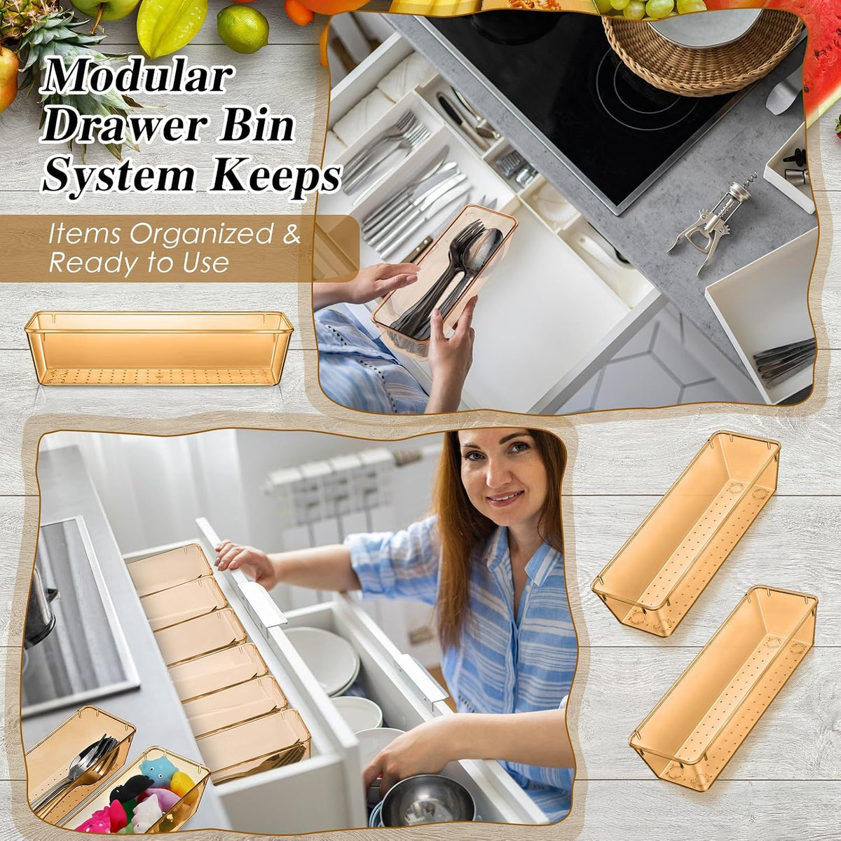 12 Pcs Plastic Drawer Organizers, Silverware Tray, 9 x 3 x 2, Clear