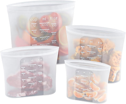 Premium Silicone Reusable Food Storage Bags,4 Pack