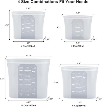 Premium Silicone Reusable Food Storage Bags,4 Pack
