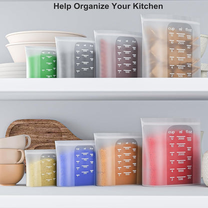 Premium Silicone Reusable Food Storage Bags,4 Pack