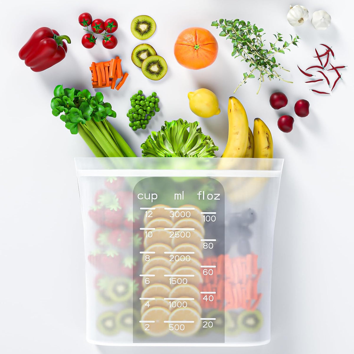 Premium Silicone Reusable Food Storage Bags,4 Pack