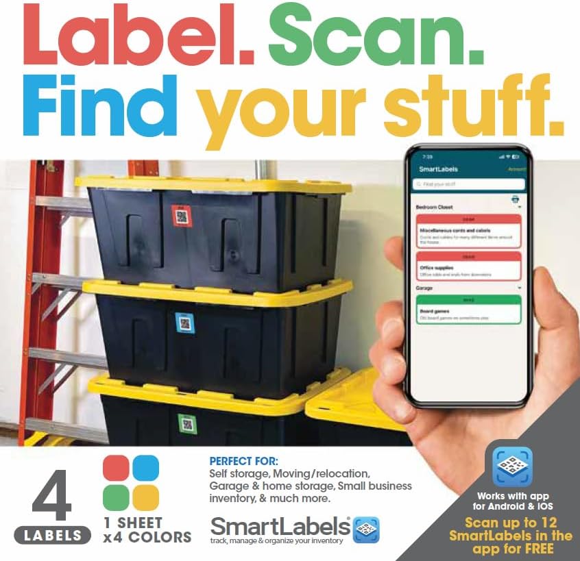 QR Code Labels for Storage, Organization, Moving & Inventory