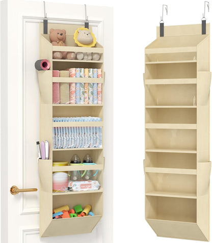 1 Pack Over the Door Organizer 5 Section Hanging Storage, Dark Gray