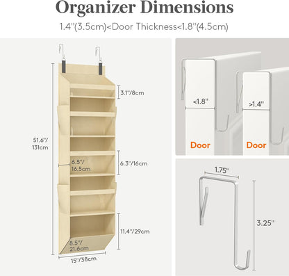 1 Pack Over the Door Organizer 5 Section Hanging Storage, Dark Gray