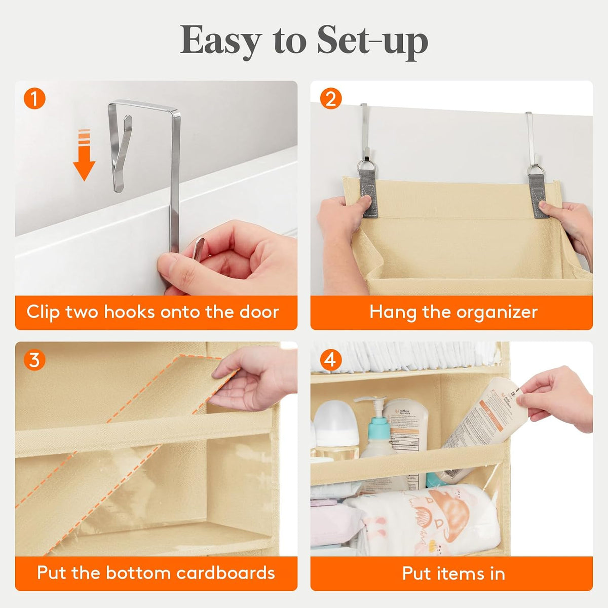 1 Pack Over the Door Organizer 5 Section Hanging Storage, Dark Gray
