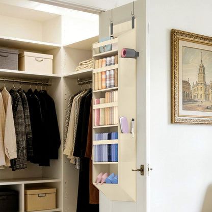 1 Pack Over the Door Organizer 5 Section Hanging Storage, Dark Gray