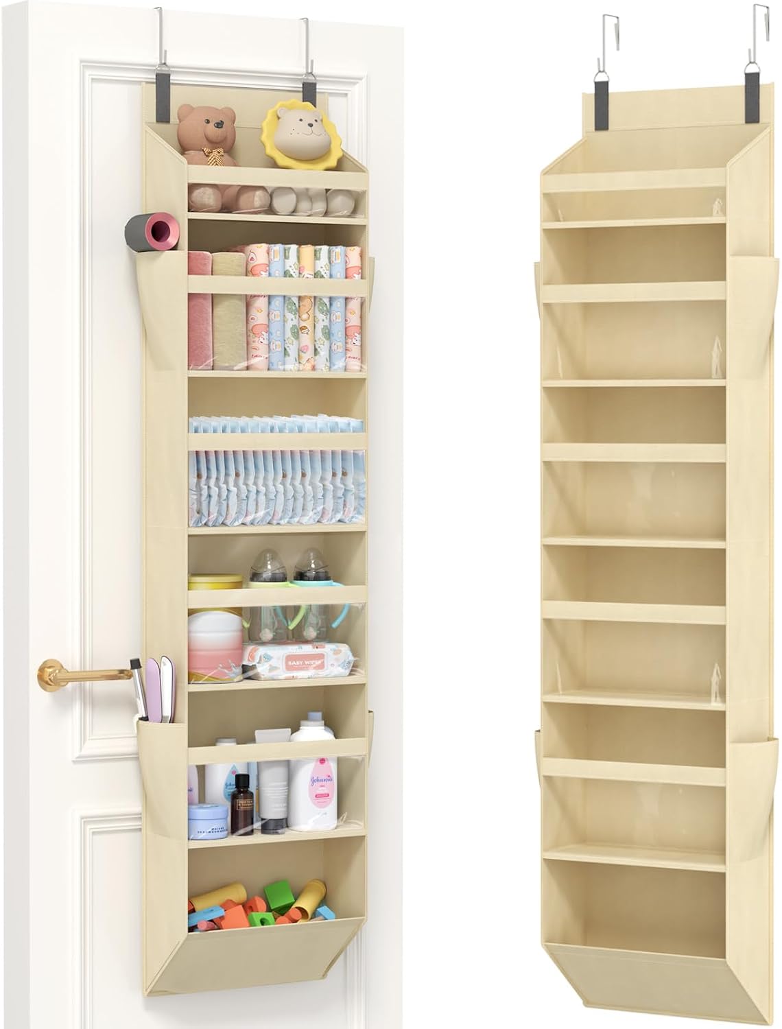 1 Pack Over the Door Organizer 5 Section Hanging Storage, Dark Gray